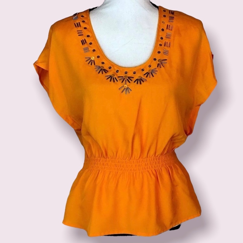 NWT! Selena & Maria Bat Wing Orange Top Extra Small